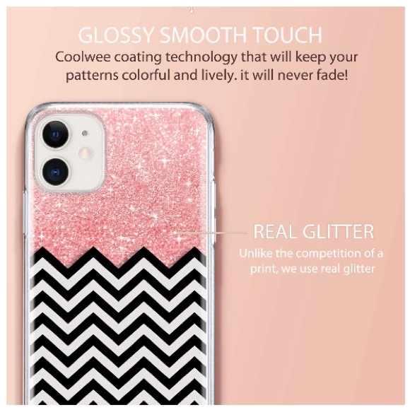 iPhone 11 Chevron Bling Glitter Hardshell Case - Picture 3 of 8